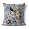 thumbnail image 1 of Peacock Paradise Indoor/Outdoor Pillow with Removable Cover in Gray 18x18, 1 of 7