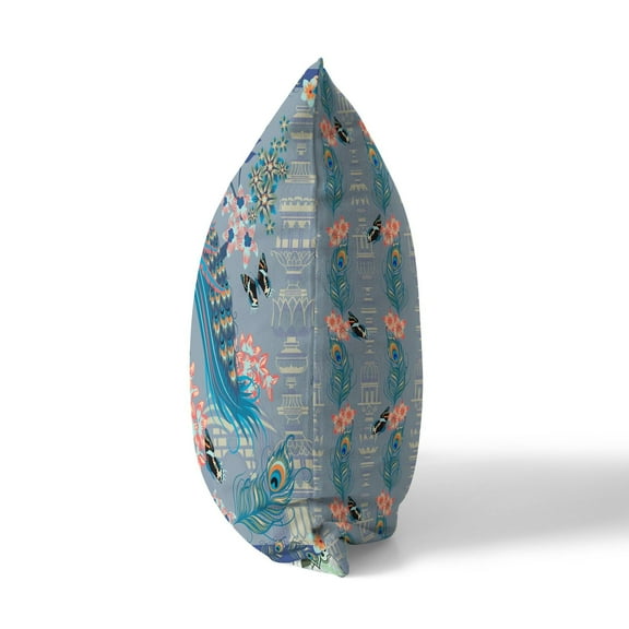 Peacock Paradise Throw Pillow in Blue 20x20