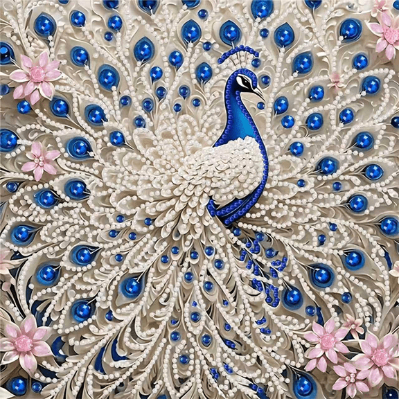 Peacock Pearl Diamond Art Kits for Adults, 5D DIY Diamond Painting Kits for Beginners, Animal Special Shape Gem Art Craft for Home Wall Decor 12X12in