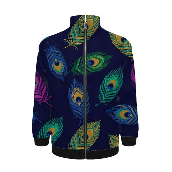 Peacock Plumage Print Design Jacket Men's Street Cool Long Sleeves Coat Personality Tops Oversized Zipper Jackets Male Clothes