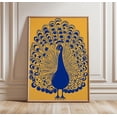 Peacock Poster, Bold Bird, Blue Yellow Graphic, Exotic Animal, Modern ...