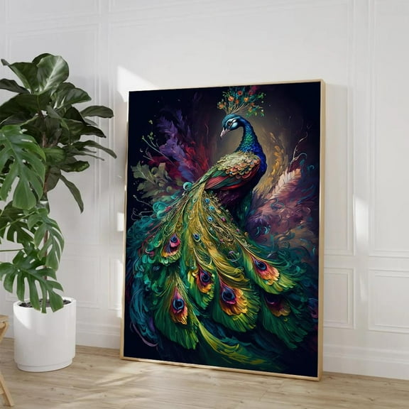 Peacock Poster Colorful Bird Wall Art, Boho Unframed Paper Print