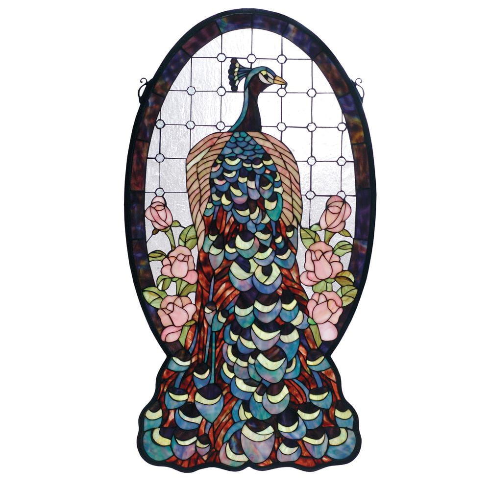 Meyda Lighting 20"W X 38"H Peacock Profile Stained Glass Window
