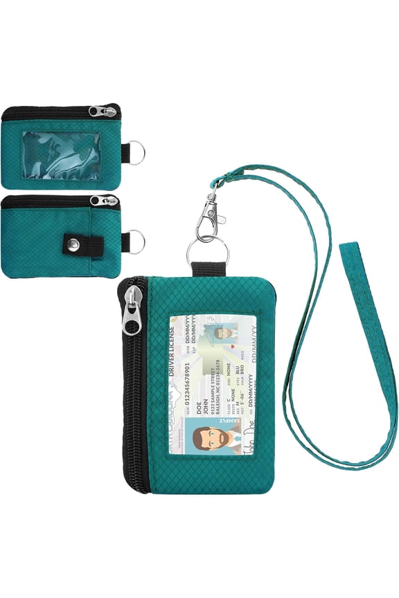 Peacock RFID Blocking Lanyard Wallet Card Holder Coin Purse with Keychain