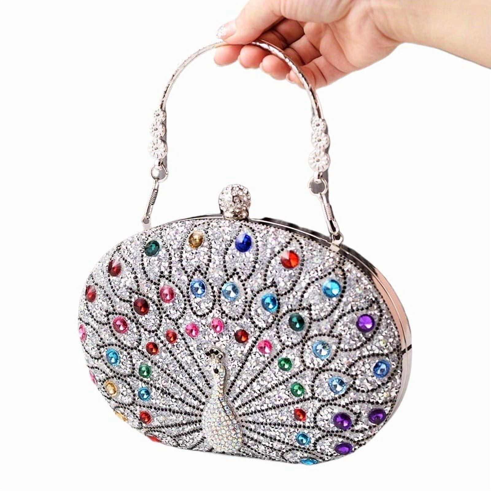 Peacock Rhinestone Clutch Purses for Women Evening Handbags Wedding ...