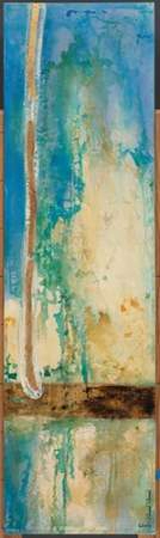 Peacock Rhythm Canvas Art - Gabriela Villarreal Villarreal (12 x 36)