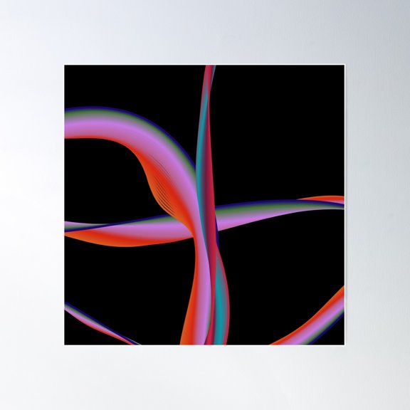 Peacock Rose Driven Abstract Art Poster Wall Art, Modern Wall Decor For Living Room Bedroom, 30x30 UNFRAMED