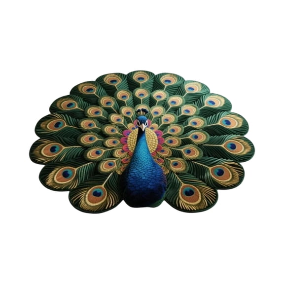 Peacock Shaped Area Rug Soft Surface Non Slip Backing Decorative Floor Mat for Living Room Bedroom Entryway
