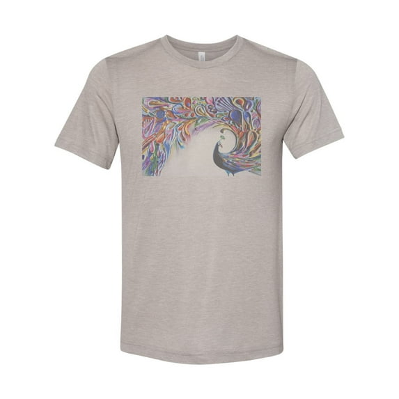 "Peacock Shirt, Painted Peacock, Peacock Lover, Unisex T, Sublimation Tee, Gift For Her, Peacock Tee, Soft Bella Shirt, Vintage, Faded, Heather Stone, LARGE"