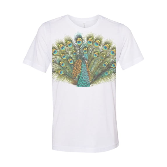"Peacock Shirt, Peacock Portrait, Unisex, Soft Bella Canvas, Vintage T, Retro, Gift For Her, Peacock Lover, Bird Shirt, Peacock Apparel, White, MEDIUM"