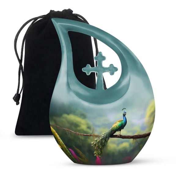 Peacock Sitting On A Branch Urn for Ashes for Women - Large Urns for Human Ashes Adult Male 10Inch - Religious Urns for Human Ashes - Cardboard Peacock - Urns for Ashes Adult Female Mom