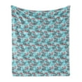 thumbnail image 1 of Peacock Soft Flannel Fleece Blanket, Peacocks and Snowflakes Classic Traditional Patterns Crystal Christmas Seasonal, Cozy Plush for Indoor and Outdoor Use, 60" x 80", Sky Blue Red, by Ambesonne, 1 of 5