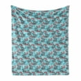 thumbnail image 1 of Peacock Soft Flannel Fleece Blanket, Peacocks and Snowflakes Classic Traditional Patterns Crystal Christmas Seasonal, Cozy Plush for Indoor and Outdoor Use, 70" x 90", Sky Blue Red, by Ambesonne, 1 of 5