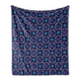 thumbnail image 1 of Peacock Soft Flannel Fleece Throw Blanket, Demonstration of Oriental Animal Pattern Ornate Feathers, Cozy Plush for Indoor and Outdoor Use, 50" x 60", Indigo Sea Blue, by Ambesonne, 1 of 5