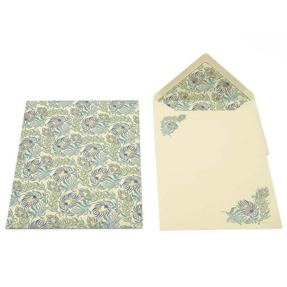 Peacock Stationery Portfolio with Sheets and Envelopes
