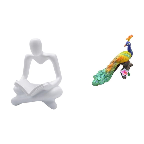Peacock Statue Abstract Thinker Figurine Human Decor Resin Material for Bedroom Garden Party Shelf Decoration