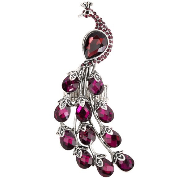 Peacock Stretch Rings for Women Fit Finger Size 6.5 to 9 Rhinestone Silk Scarf Holders