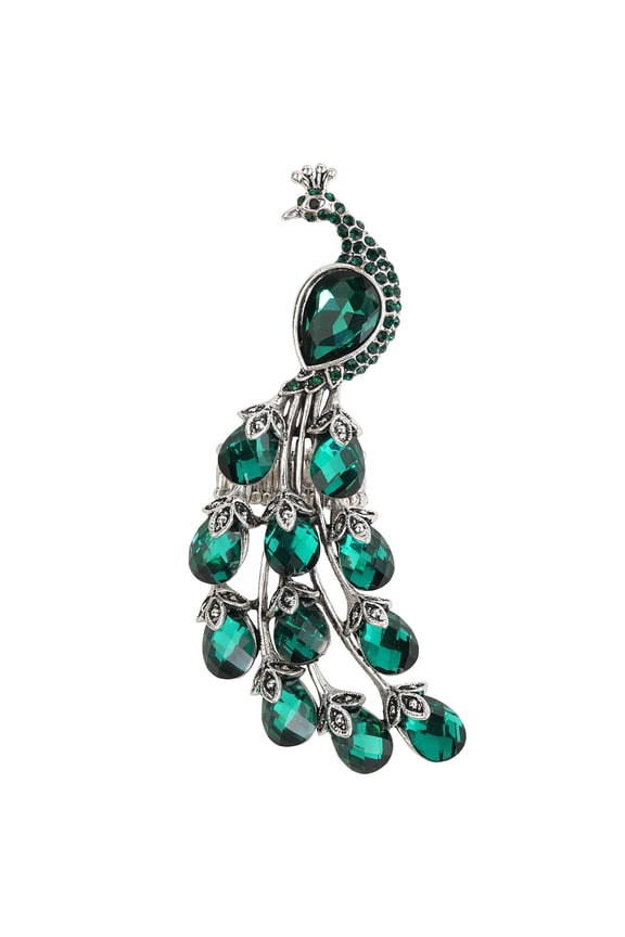 Peacock Stretch Rings for Women Fit Finger Size 6.5 to 9 Rhinestone Silk Scarf Holders