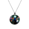 thumbnail image 1 of Peacock Stunning Glass Circular Pendant Necklace - Elegant Jewelry for Women, 1 of 5