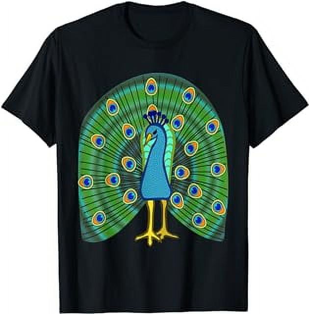 Peacock T-Shirt Peafowl Train Tail Animal Bird Graphic Tee - Walmart.com