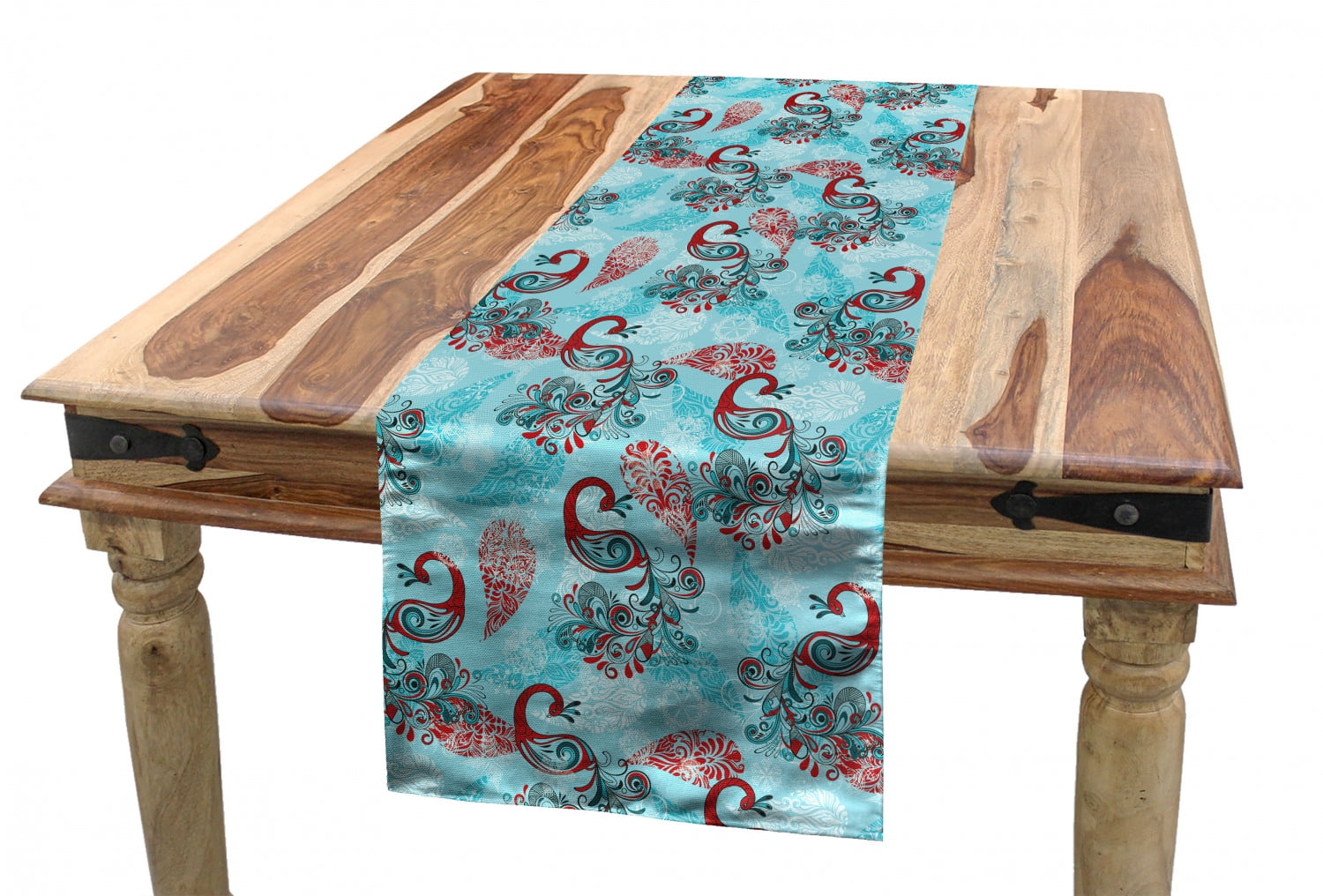 Green and Teal Geometric Polyester Table Runner