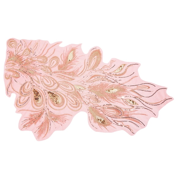 Peacock Tail Pattern Polyester Lace Computerized Embroidery Ornament Accessories with Paillette/Sequin for DIY Clothes Bag Pants Decoration for DIY