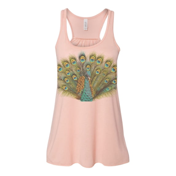 "Peacock Tank Top, Racerback, Peacock Portrait, Soft Bella Canvas, Sublimation, Racerback, Peacock Shirt, Bird Lover, Racerback Tank, Peacock, Peach, MEDIUM"