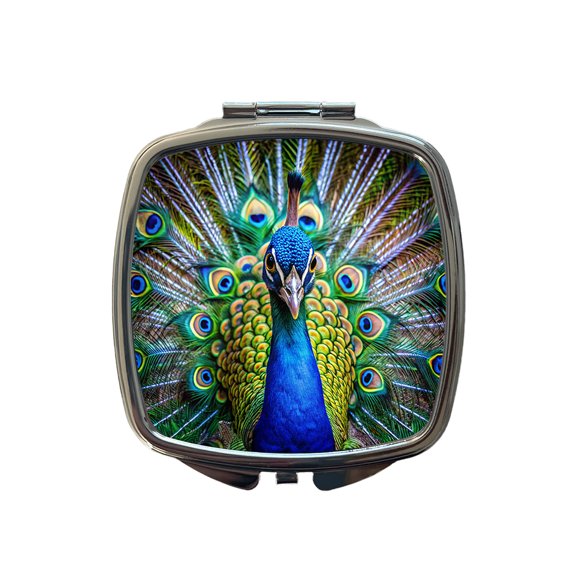 Peacock Travel Makeup Handbag Purse Small Pocket Compact Mirror