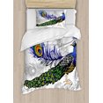 thumbnail image 1 of Peacock Twin Size Duvet Cover Set, Male Peacock Feathers Springtime Wilderness Crowned Majestic Artsy Animal Pattern, Decorative 2 Piece Bedding Set with 1 Pillow Sham, Multicolor, by Ambesonne, 1 of 3