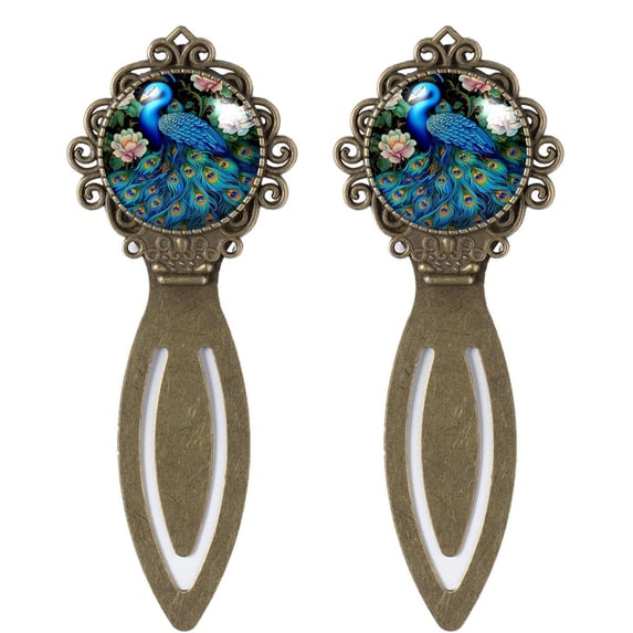 Peacock Vintage Copper-Colored Lace Bookmarks: Stainless Steel Reading Accessories and Book Marks for Book Lovers - Set of 2