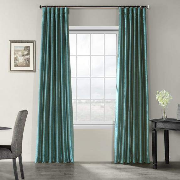 Half Price Drapes Smokey Plum Dupioni Silk Blackout Curtains for Bedroom (1 Panel), 50WX 96L