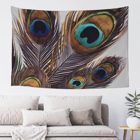 Peacock feather Tapestry Aesthetic Wall Hanging Tapestries 60'' x 40'' Boho Tapestries Vertical Wall Art Decorative Funny Vintage Poster Flag Tapestry for Bedroom Living Room Decor