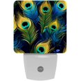 thumbnail image 1 of Peacock feathers LED Square Night Light for Bedroom and Bathroom - Energy Efficient and Bluetooth Compatible - 200 Characters, 1 of 6