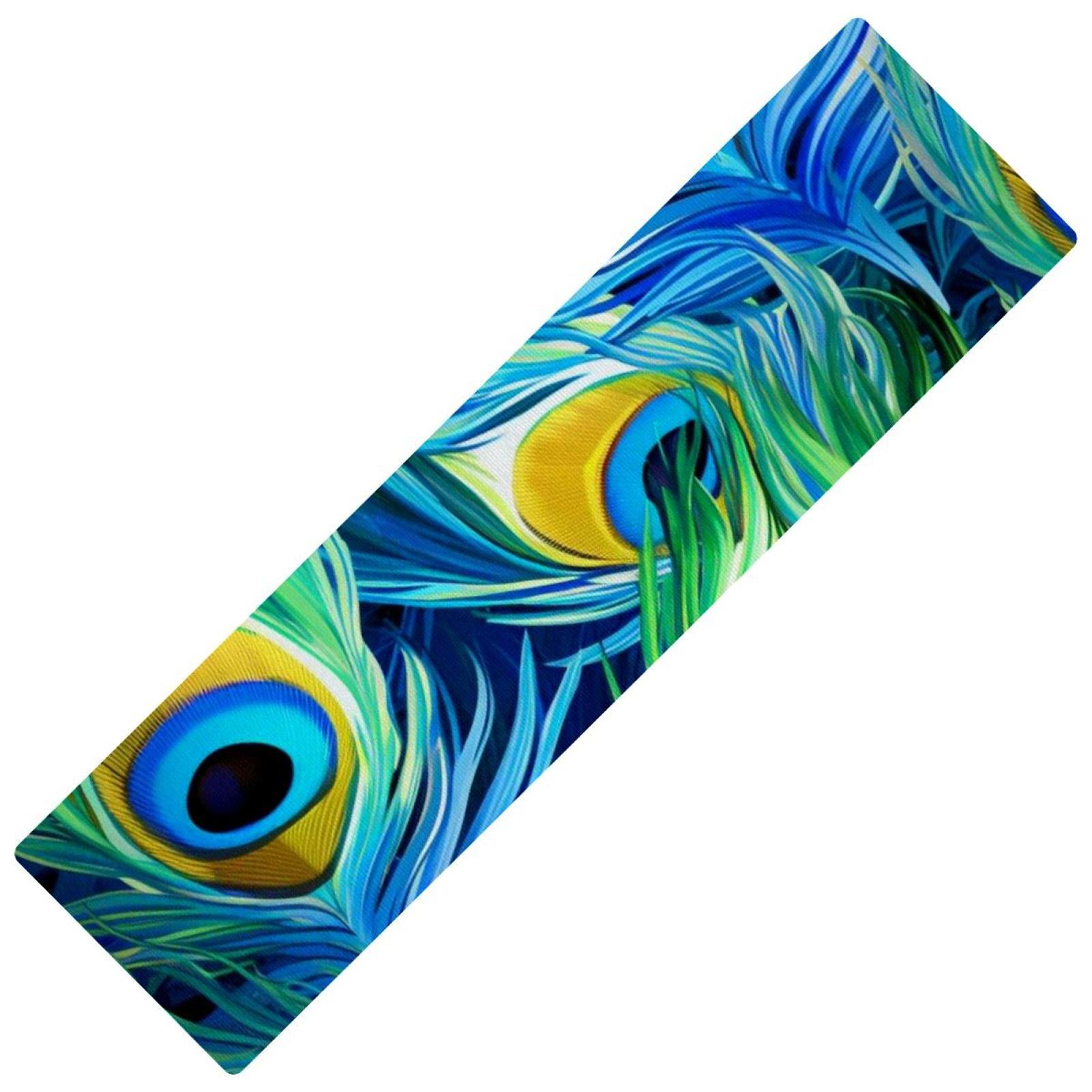 Peacock feathers Rectangular Kitchen Runner Rubber Mats, 15.7"x59", Washable, , Absorbent