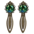 thumbnail image 1 of Peacock feathers Set of 2 Vintage Copper-Colored Lace Bookmarks - Stainless Steel Book Accessories for Readers and Book Lovers, 1 of 5