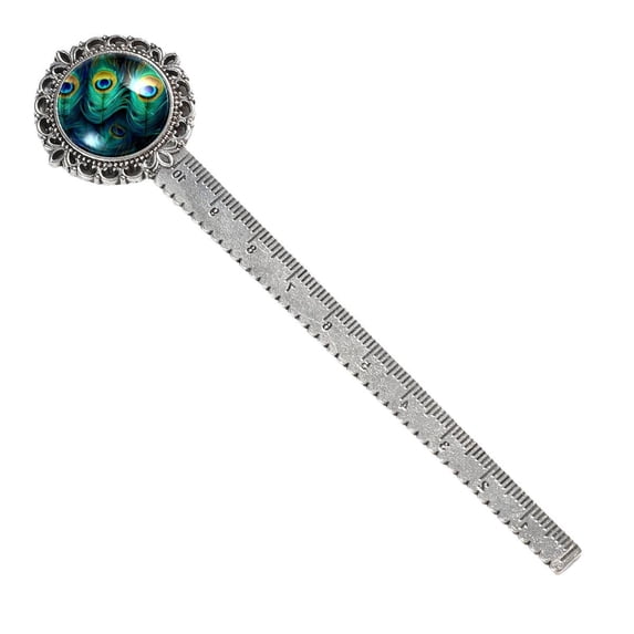 Peacock feathers Silver Lace-Edged Bookmark - Reading Accessories for Book Lovers