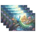 thumbnail image 1 of Peacock in Forest 4 PCs Placemats Set Linen Non-Slip Table Mat Rectangular Washable for Dining Kitchen Party 12"x18", 1 of 8