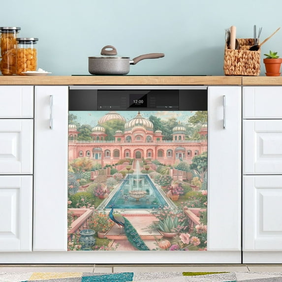 Peacock in Gardens Dishwasher Magnet Cover Magnetic Fridge Door Cover Home Kitchen Decor 23"x 26"