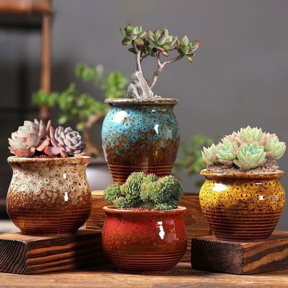 Peacock series ceramic planter set, suitable for growing succulent plants, available in different shapes