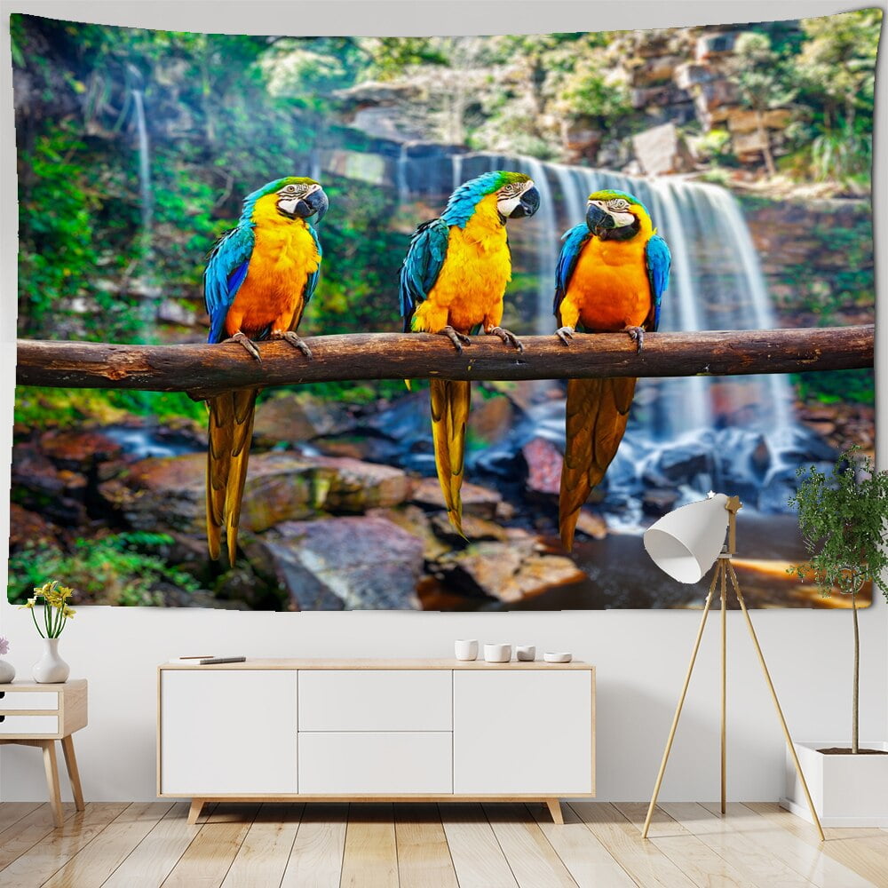 Peacocks Birds Tapestry Wall Hanging Flowers and Birds Tapestries 3D ...