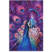 Peacocks Purple Gorgeous Animals Aesthetic Poster Canvas Wall Art Aesthetic Posters & Prints Wall Decor for Bedroom Living Room Paintings Pictures Wall Decor Framed Unframed 12x18inch30x45cm