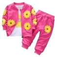 thumbnail image 1 of Peacolate 1-5Years Spring Autumn Infant Little Baby Girls 3pcs Sets Flowers Print Long Sleeve Jacket and Pants,Hot pink,2-3Years, 1 of 6