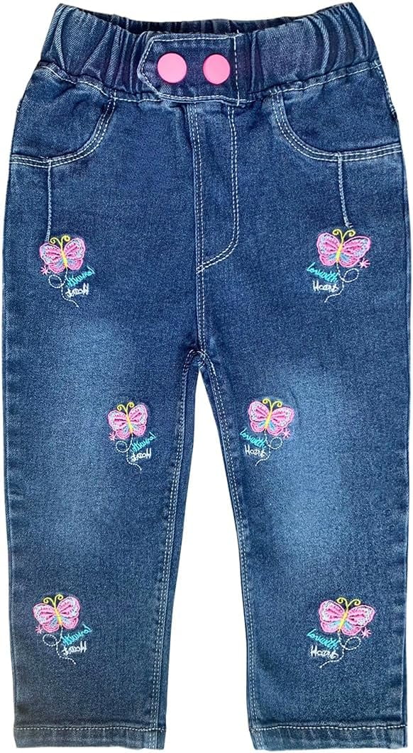 Toddler Girl Clothes Peacolate 5-14years Little Big Girls Butterfly Embroidery Blue Denim Overalls Butterfly 7 8years Overalls Women