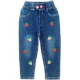 thumbnail image 1 of Peacolate 18Months - 9Years Girl Strawberry Embroidery Blue Denim Jeans,Strawberry,18Months, 1 of 3