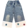 thumbnail image 1 of Peacolate 2-10Years Spring Autumn Summer Little Girls Embroidered Denim Jeans,Flower,2-3Years,Blue, 1 of 2