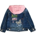 thumbnail image 1 of Peacolate 2-11Y Little&Big Girls Sequin Denim Jacket Children Embroidery Jean Outerwear,Butterfly,6-12Months, 1 of 7