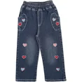 thumbnail image 1 of Peacolate 2-12Years Little Big Girls Spring Autumn Embroidered Jeans Pants for Kid,Heart pocket,4-5Years, 1 of 3