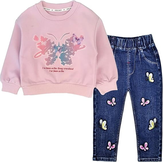 Peacolate Jeans Denim Brodé Évasé Fille 2-7 Ans - Pantalon Extensible Printemps Automne