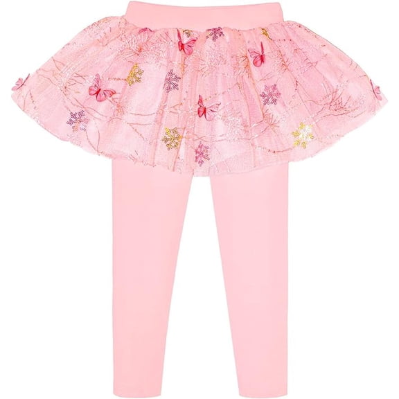 Peacolate 2-8T little Girls Footless Leggings Lace Ruffle Tutu Skirt Pantskirt,Pink,3Years
