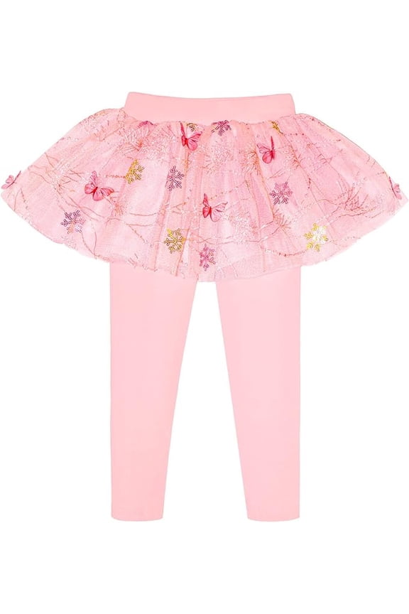 2-8T little Girls Footless Leggings Lace Ruffle Tutu Skirt Pantskirt,Pink,8Years